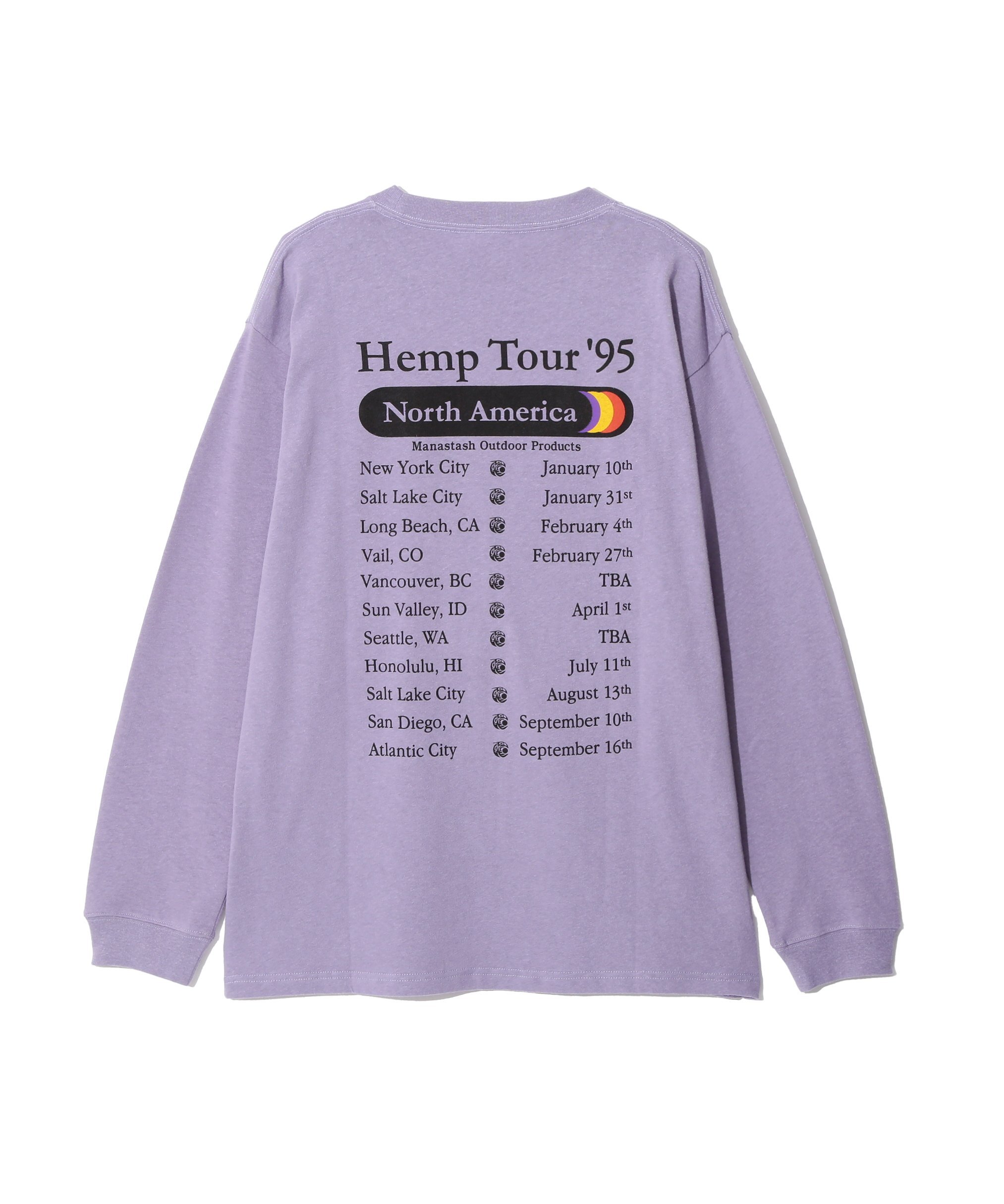 MANASTASH MANASTASH/マナスタッシュ/HEMP TOUR L/S TEE マナスタッシュ トップス カットソー・Tシャツ ホワイト パープル ブラック【送料無料】
