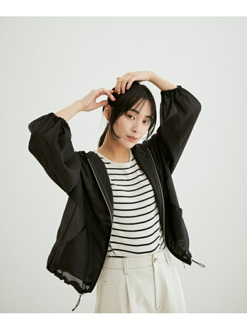 【SALE／30%OFF】SALON adam et rope' シアーフーデッドブルゾン サロン アダム エ ロペ ジャケット・アウター ブルゾン・ジャンパー イエロー グレー ブラック【送料無料】