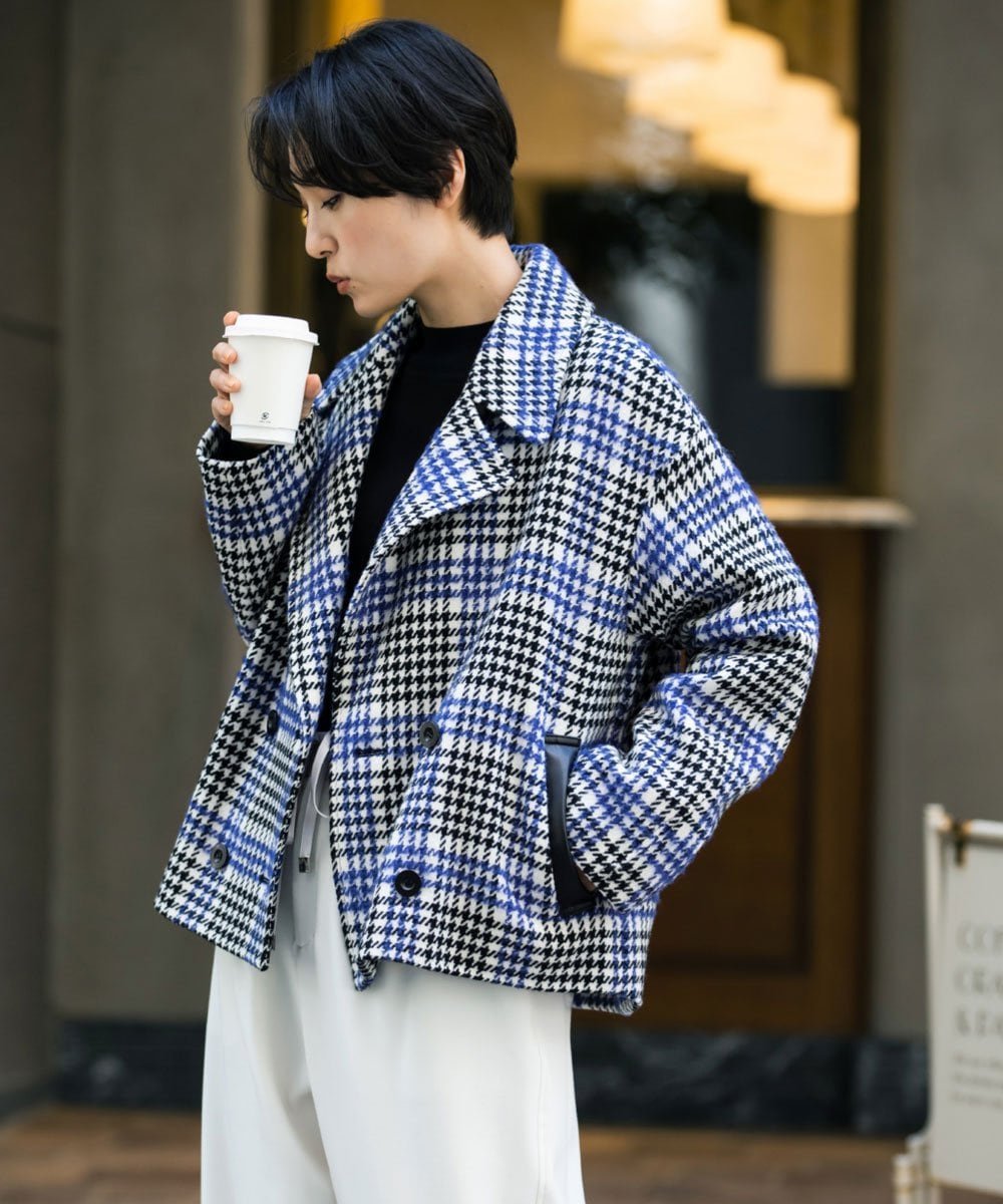 【SALE/50%OFF】GEORGES RECH 千鳥柄ツイードショートPコート ジョルジュ・レッシュ スーツ・フォーマル スーツジャケット ホワイト【送料無料】