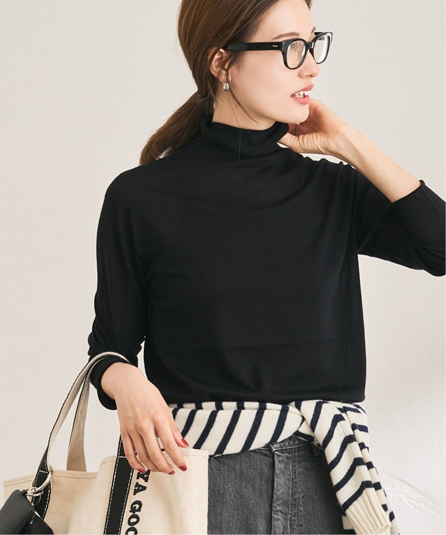 FRAMeWORK 18ゲージタートルネック フレームワーク トップス ニット グレー ブラック ネイビー ベージ..