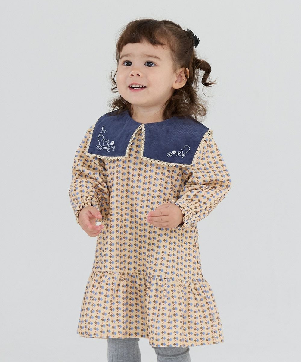 moimoln 【日本限定】【復刻企画】シャツコールプリントマーメイドフレアワンピース モイモルン ワンピース・ドレス ワンピース ベージュ【送料無料】