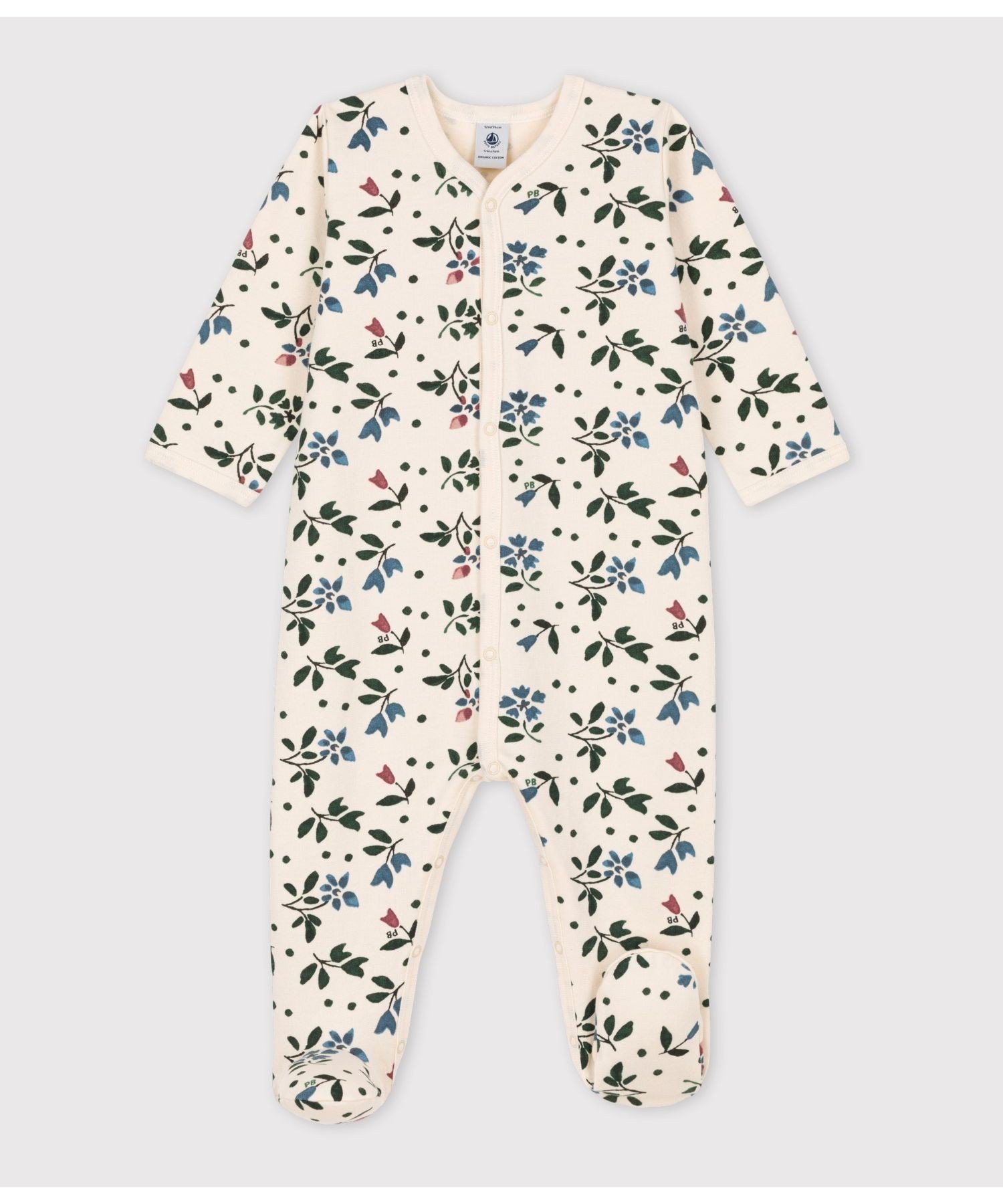 プチバトー ベビー服 男の子 【SALE／30%OFF】PETIT BATEAU 裏起毛プリント前開きロンパース プチバトー マタニティウェア・ベビー用品 ロンパース・カバーオール ホワイト【送料無料】