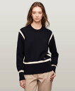 TOMMY HILFIGER (W)TOMMY HILFIGER(トミーヒルフィガー) コントラストストライプクルーネックセーター トミーヒルフィガー トップス ニット ネイビー【送料無料】