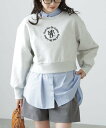 【SALE/60%OFF】FREE'S MART サークルロゴ刺繍ショート丈スウェット フリーズ マート トップス カットソー・Tシャツ ブラック ネイビー