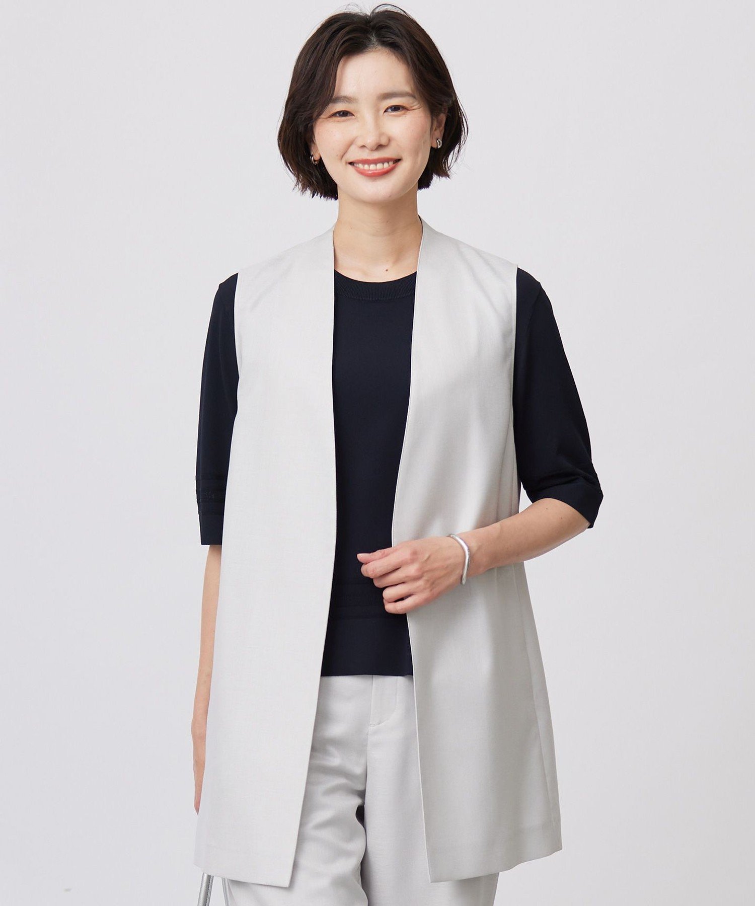 J.PRESS 【セットアップ対応・洗える・UV加工・吸水速乾】OXIJEWELストレッチ ジレ ジェイプレス ジャケット・アウター その他のジャケット・アウター ネイビー ベージュ グレー