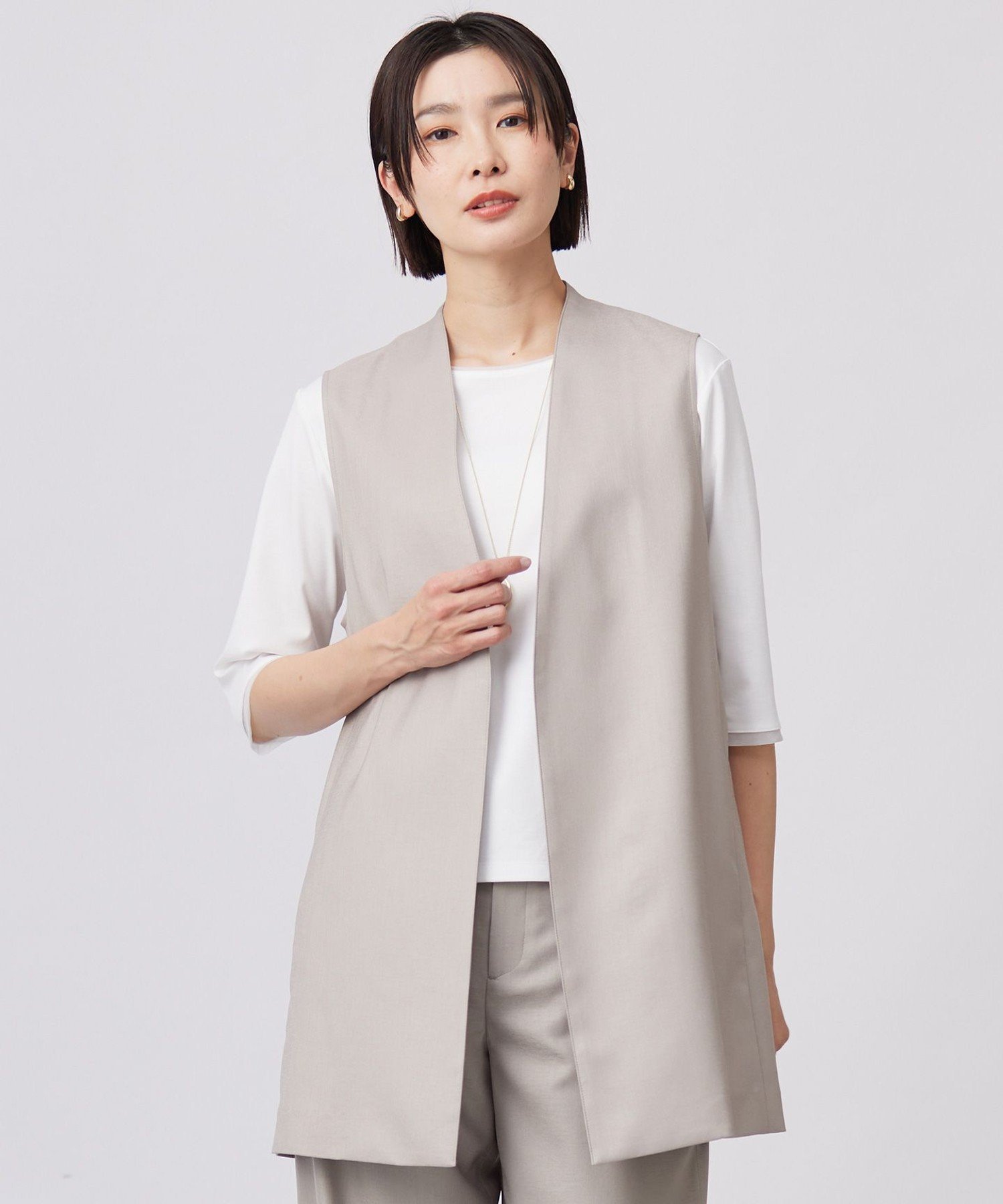 J.PRESS 【セットアップ対応・洗える・UV加工・吸水速乾】OXIJEWELストレッチ ジレ ジェイプレス ジャケット・アウター その他のジャケット・アウター ネイビー ベージュ グレー