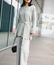 【SALE/50%OFF】BEAMS HEART WOMEN スウェットライク ニットプルオーバー * ワイドパンツ(セットアイテム) ビームス アウトレット オールインワン・オーバーオール オールインワン・つなぎ ブラウン【送料無料】