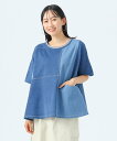 BEAMS HEART WOMEN 異素材 コットン デニム プルオーバー ビームス ハート トップス カットソー・Tシャツ ブルー ブラック【送料無料】