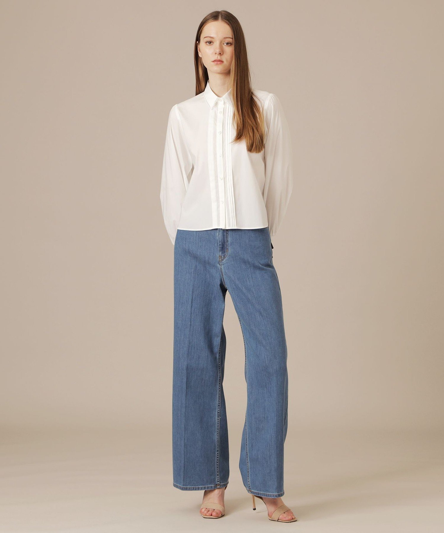 MACKINTOSH LONDON コットンナイロンストレッチピンタックブラウス マッキントッシュ ロンドン トップス シャツ・ブラウス ブルー ホワイト【送料無料】