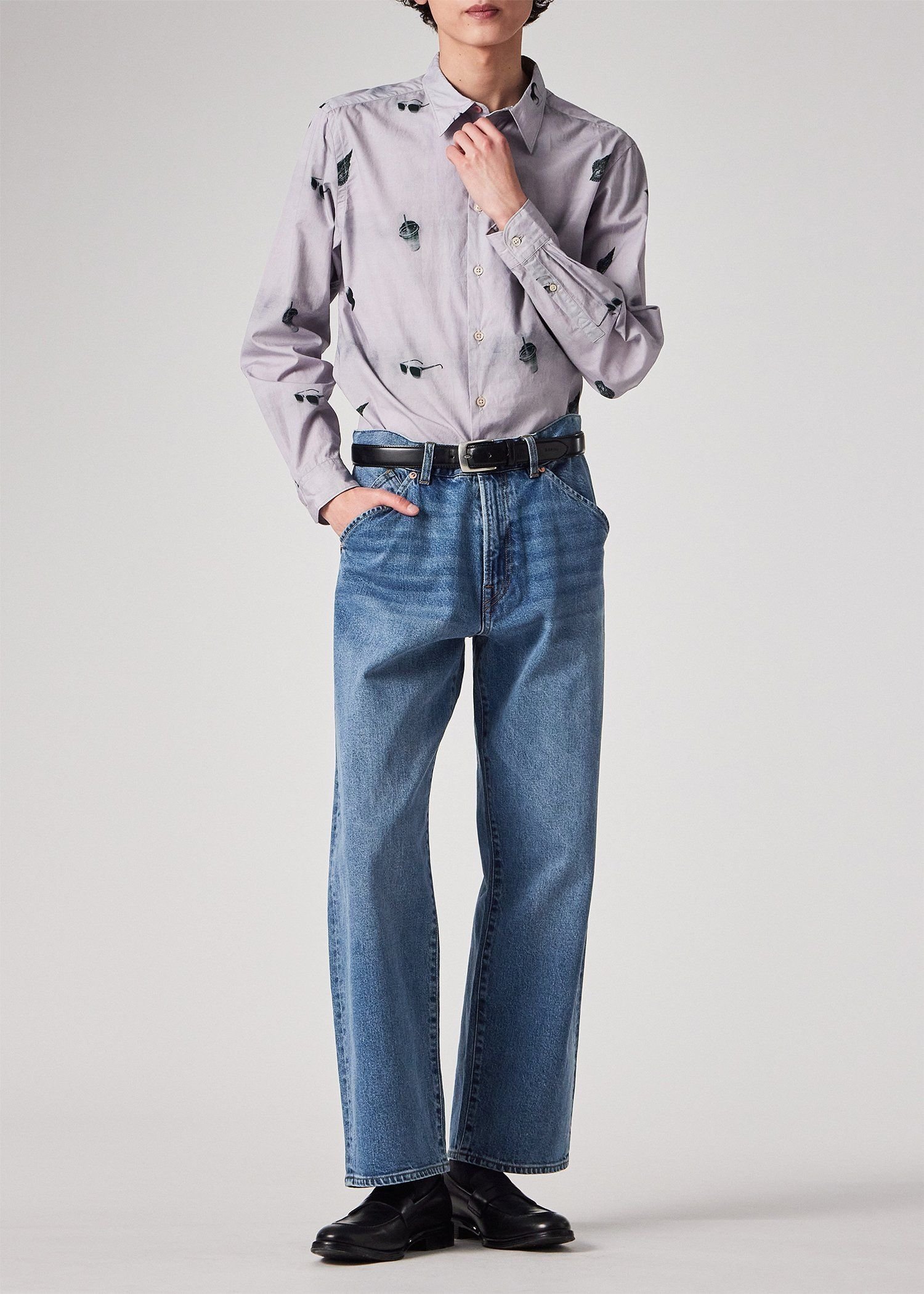 PS Paul Smith アンティークウォッシュ ワイドジーンズ ポール・スミス パンツ スラックス・ドレスパンツ ブルー【送料無料】