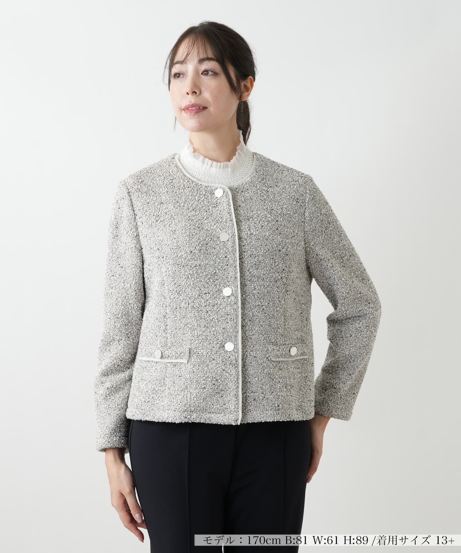 Leilian PLUS HOUSE 【店頭人気】ジャケット レリアン プラスハウス ジャケット・アウター テーラードジャケット・ブレザー グレー ベージュ
