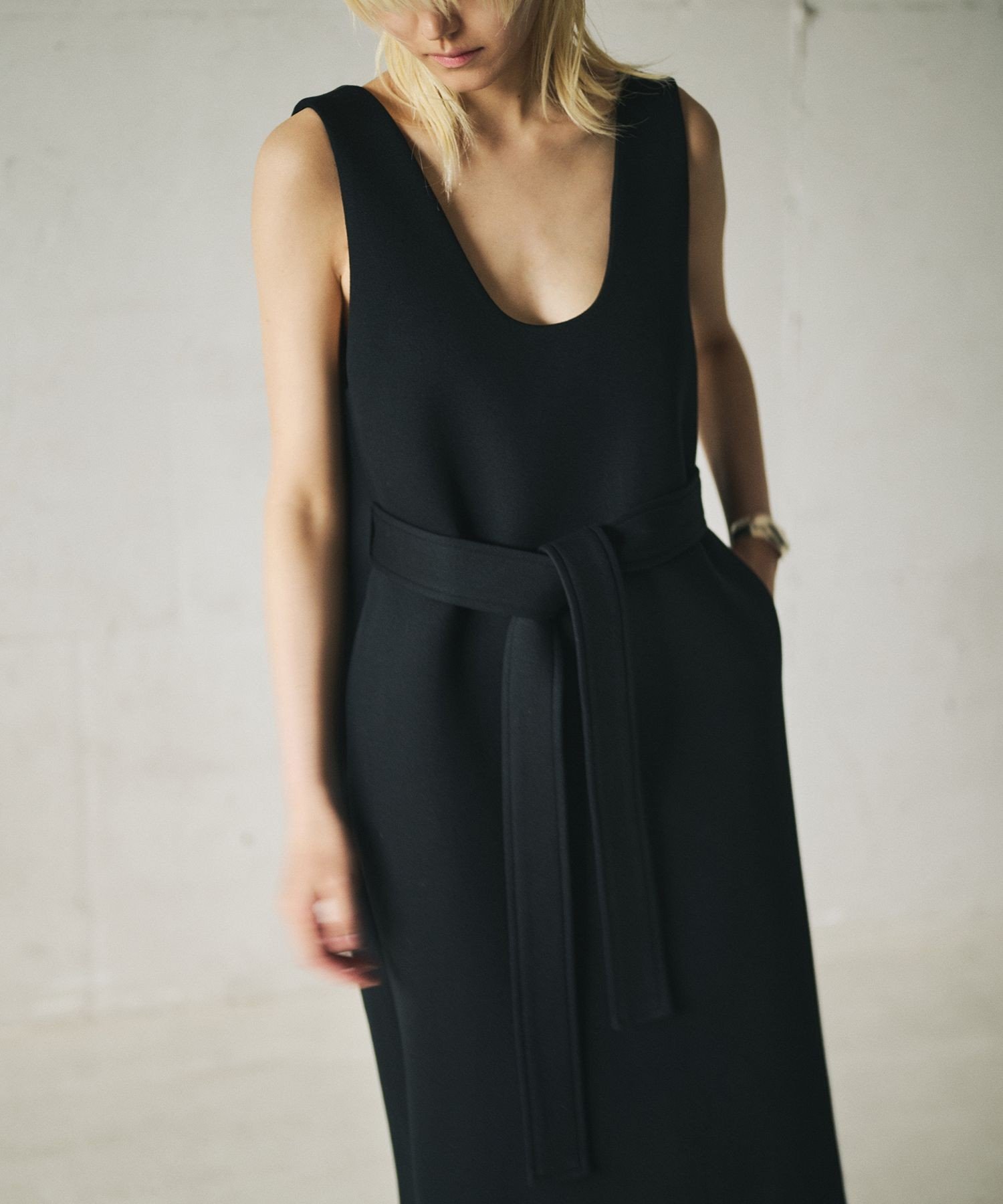 【SALE／50%OFF】REALM 【一部店舗限定】【REALM(レルム)】U NECK OVER DRESS｜ドレス ロペ ワンピース・ドレス ドレス ブラック【送料無料】