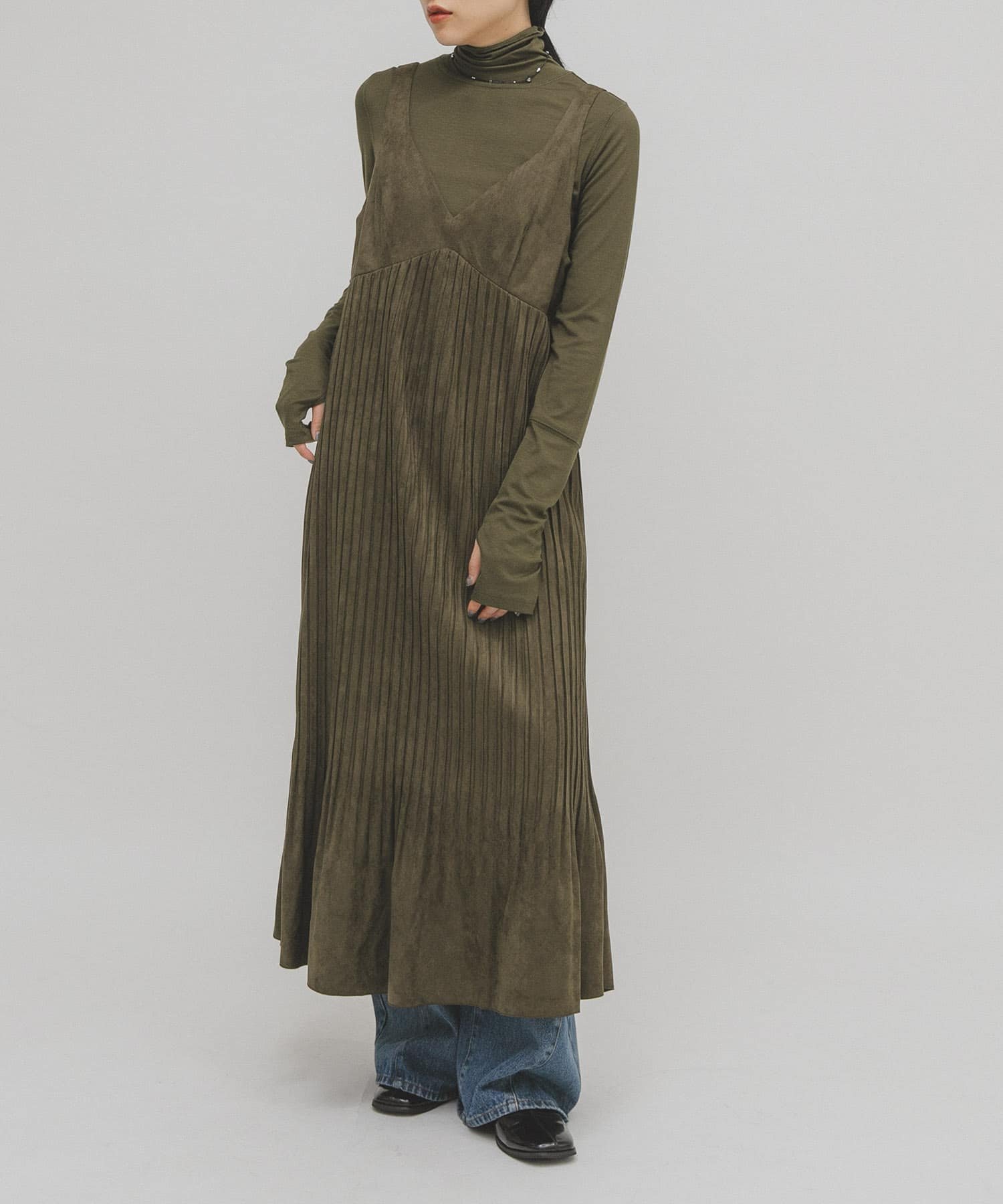 KBF ピーチスキンプリーツワンピース ケービーエフ ワンピース・ドレス ワンピース ワインレッド ブラック ブラウン【送料無料】のサムネイル