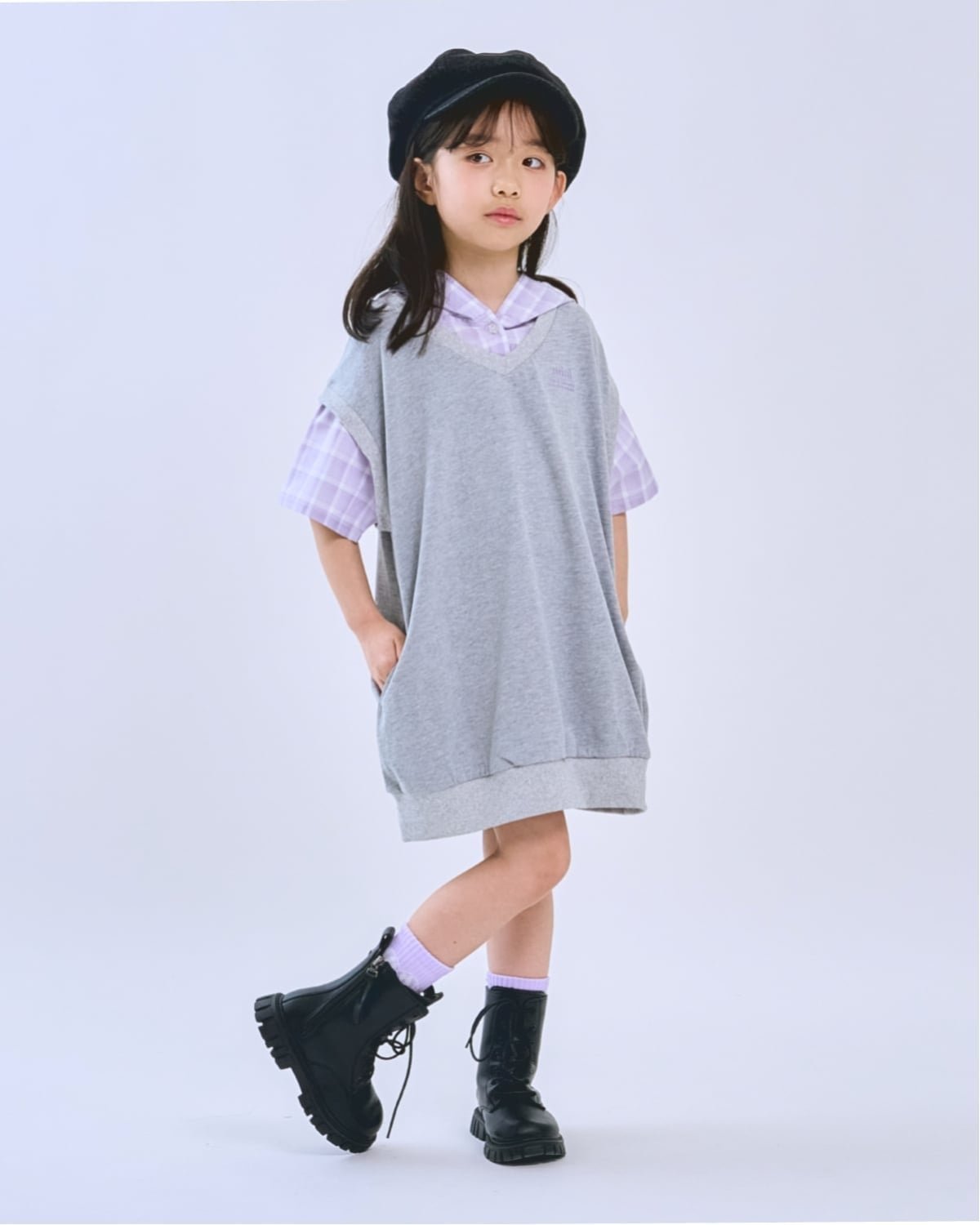 【SALE／30 OFF】MINIMAL シャツレイヤード パーカーワンピース ナルミヤオンライン ワンピース ドレス シャツワンピース ホワイト グレー