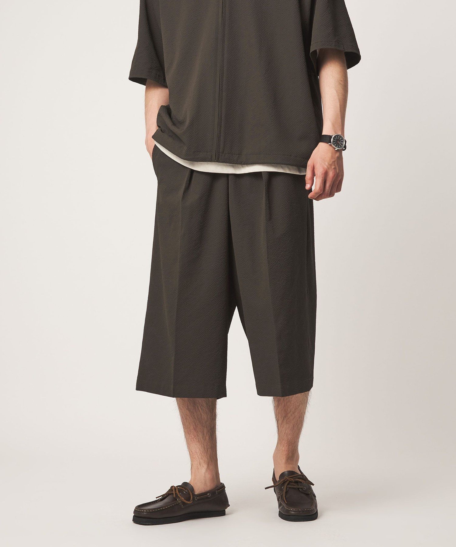 【WEB限定】＜GLR or＞ワイド ショーツ -吸水速乾- ユナイテッドアローズ グリーンレーベルリラクシング パンツ その他のパンツ グレー ブラック ブラウン
