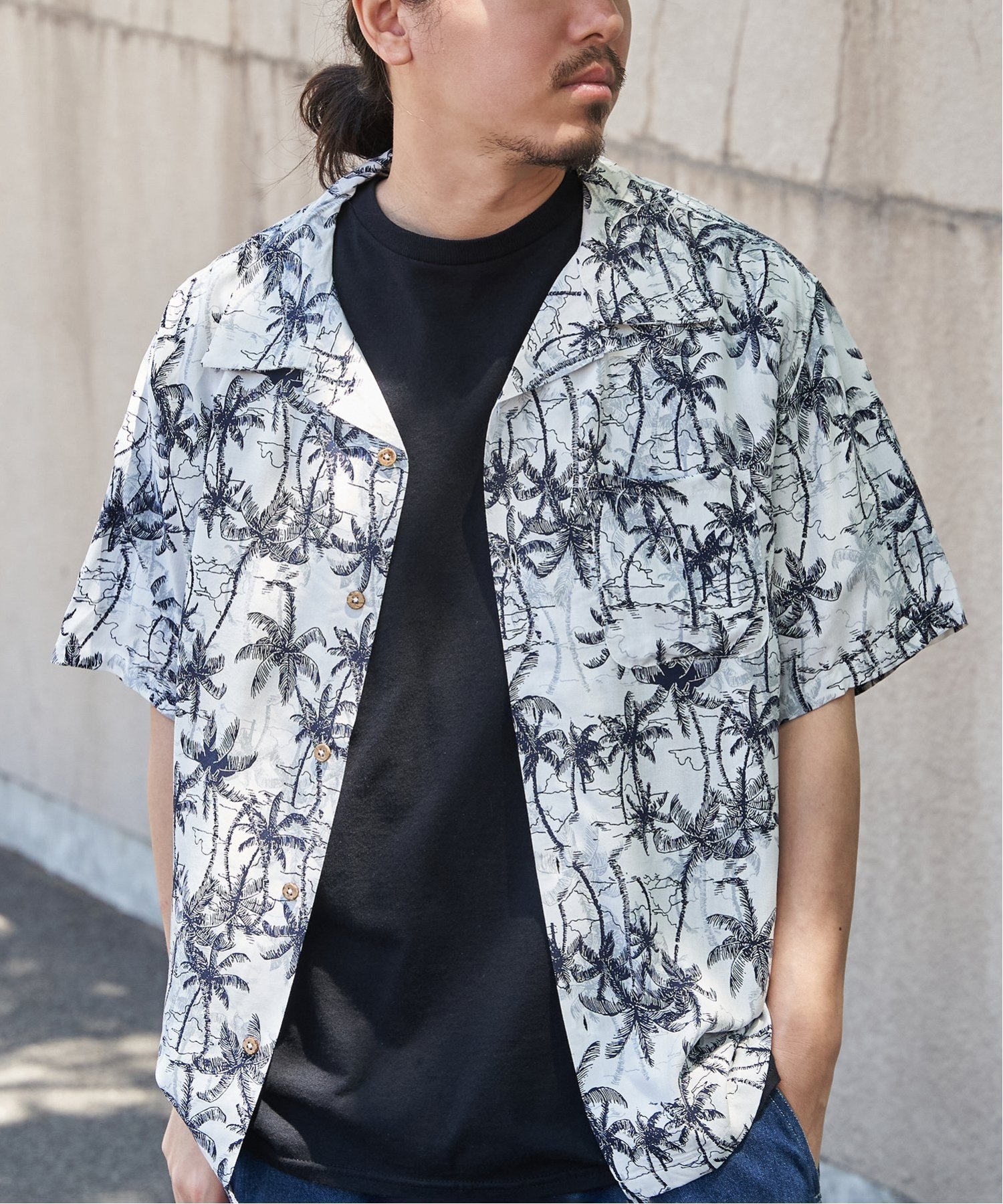 【SALE／15%OFF】VENCE share style MENs レーヨンアロハシャツ ヴァンス エクスチェンジ トップス シャツ・ブラウス ホワイト グレー レッド ブルー ブラック
