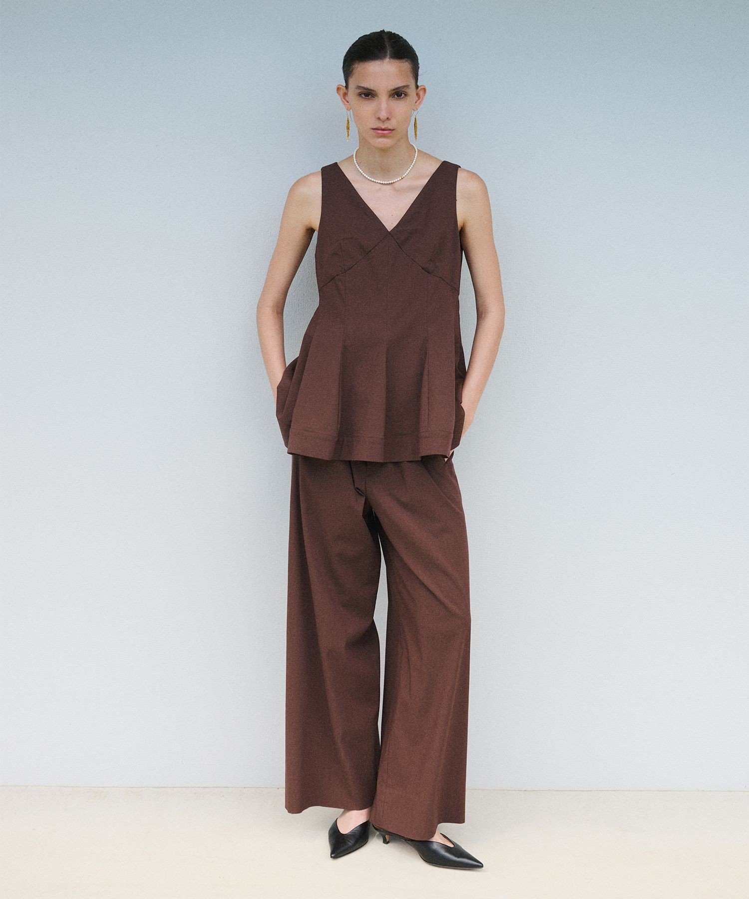 REALM 【一部店舗限定】【REALM(レルム)】HIGH WAIST PANTS｜ウエスト2WAYパンツ ロペ パンツ その他のパンツ カーキグリーン