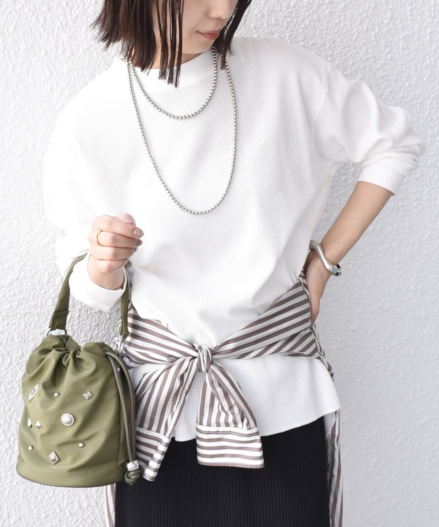 《予約》SHIPS Colors:＜手洗い可能＞TC ワッフル ボートネック トップス◆ シップス トップス カットソー・Tシャツ ホワイト グレー ブラック