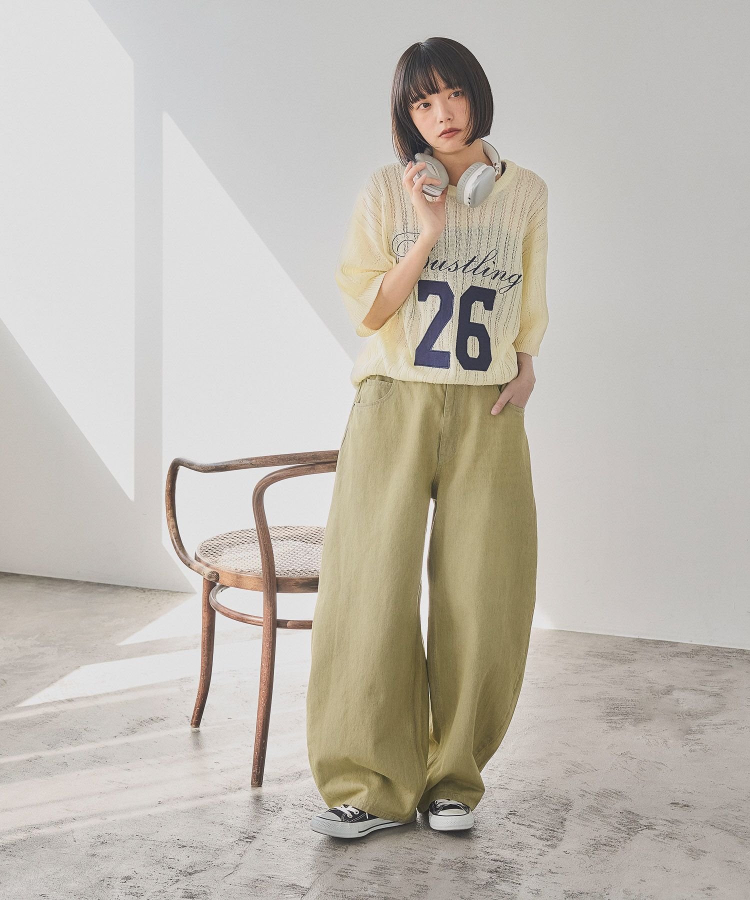 PAGEBOY 【PBLIM】ナンバーシシュウニット ページボーイ トップス ニット ネイビー ホワイト