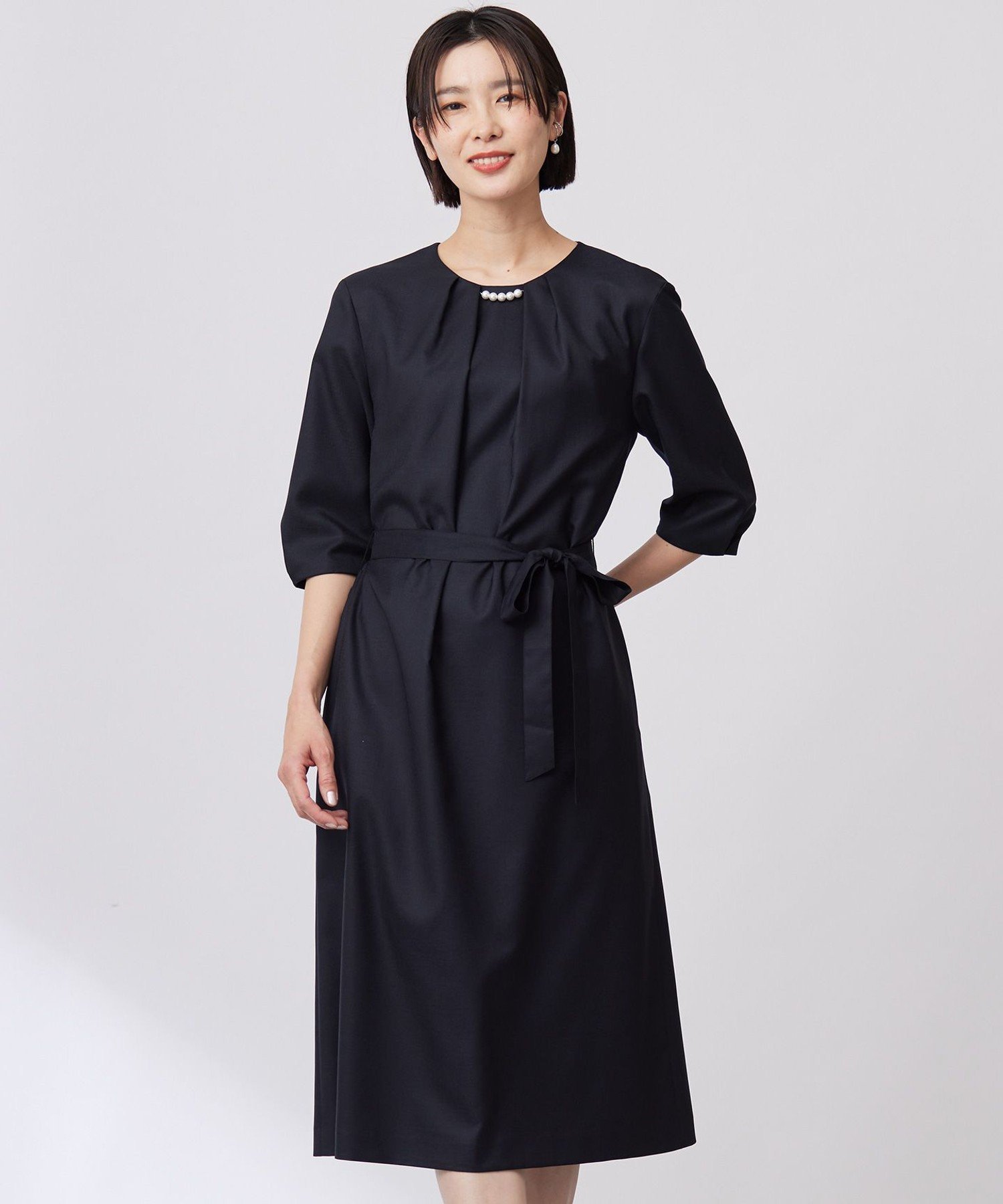 J.PRESS 【洗える・UV加工・吸水速乾】OXIJEWELストレッチ ワンピース ジェイプレス ワンピース・ドレス ワンピース ベージュ グレー ネイビー