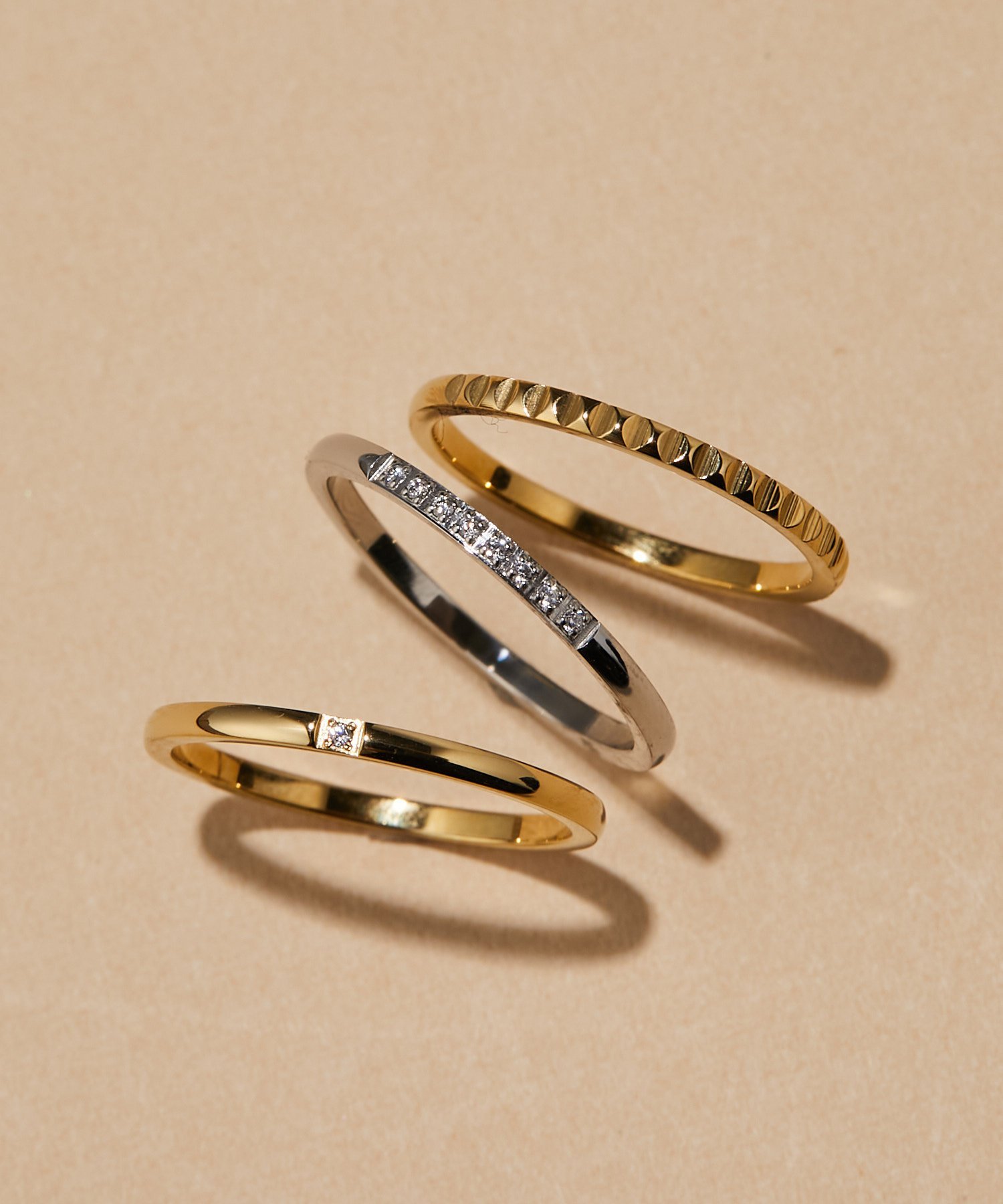 ear PAPILLONNER 《別々でも使える》金属アレルギー対応ステンレスミックス3連リング イア パピヨネ アクセサリー・腕時計 リング・指輪 ゴールド【送料無料】のサムネイル