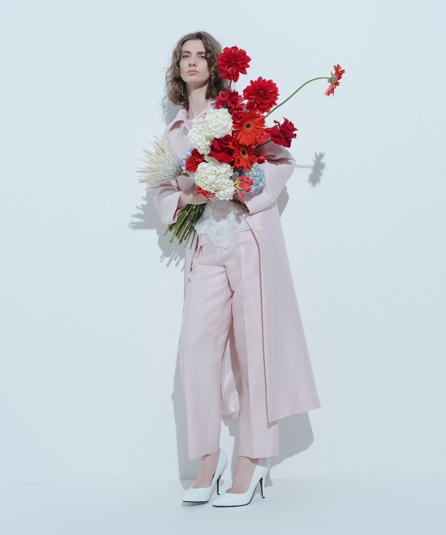 LOULOU WILLOUGHBY 【LOULOU WILLOUGHBY】シルクウールツイルロングコート アルアバイル ジャケット・アウター その他のジャケット・アウター ピンク ネイビー