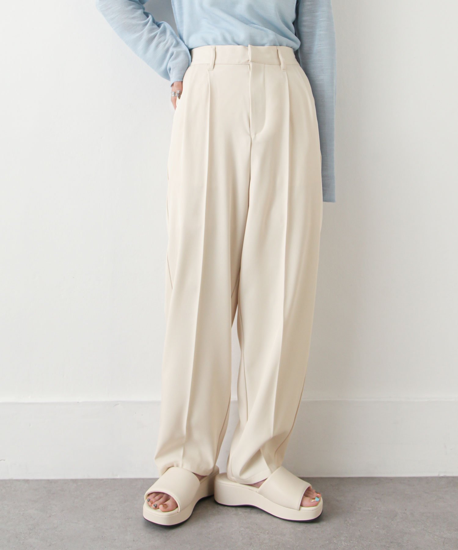 Chillfar 【az22168c】Chillfar 22AWハイウエストテーパードスラックスパンツ チルファー パンツ スラックス・ドレスパンツ グリーン ピンク カーキグリーン オレンジ グレー ホワイト ブラック