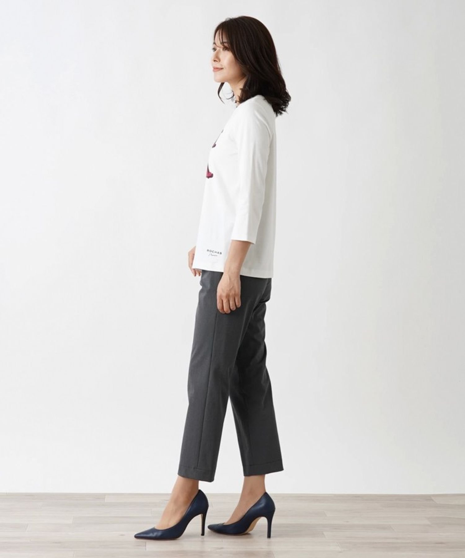 Leilian ロゴカットソー【ROCHAS Premiere】 レリアン トップス カットソー・Tシャツ ホワイト