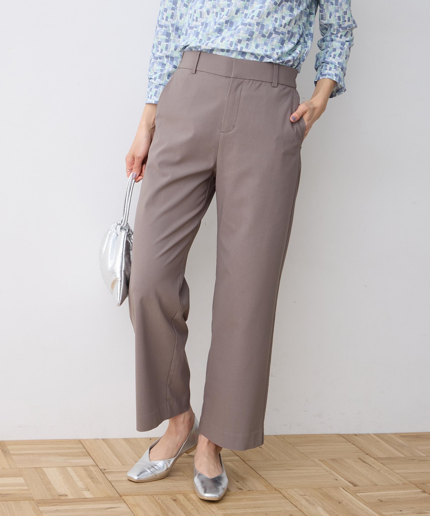 DECOY ストレッチストレートパンツ【接触冷感・後ろウエストゴム】 デコイシンス1981 パンツ その他のパンツ ネイビー ベージュ ブラウン【送料無料】