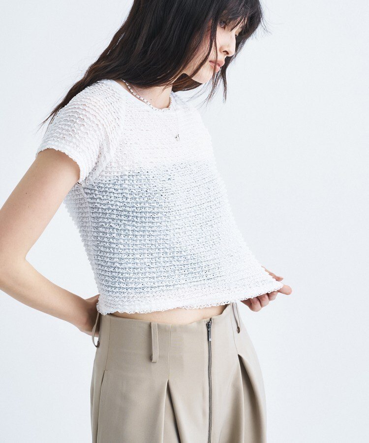 CODE A frill mini tee コードエー トップス カットソー・Tシャツ ホワイト ブラック