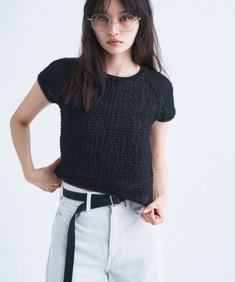 CODE A frill mini tee コードエー トップス カットソー・Tシャツ ホワイト ブラック