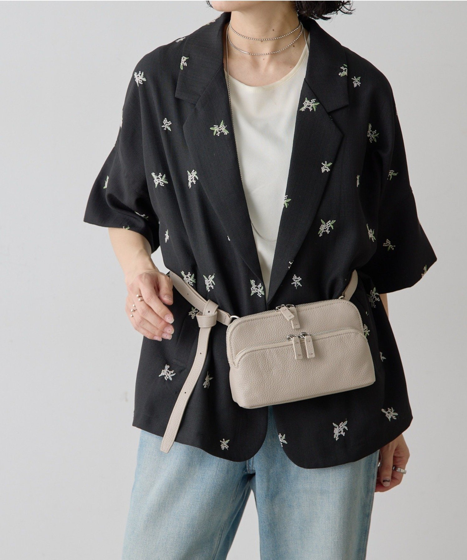 【SALE／30%OFF】ear PAPILLONNER 2WAYウエストバッグ《本革》 イア パピヨネ バッグ ショルダーバッグ ブラック グレー【送料無料】