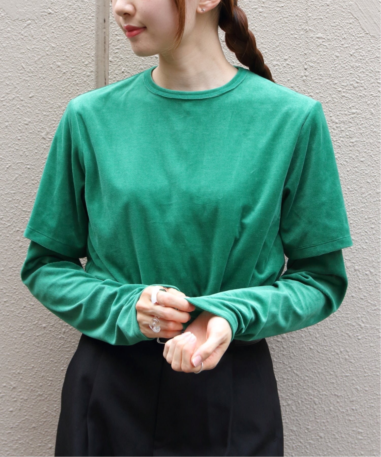 THE SHINZONE シンゾーン ベロアハーフスリーブTEE VELOUR HALF SLEEVE TEE ステップス トップス カットソー・Tシャツ グリーン ネイビー