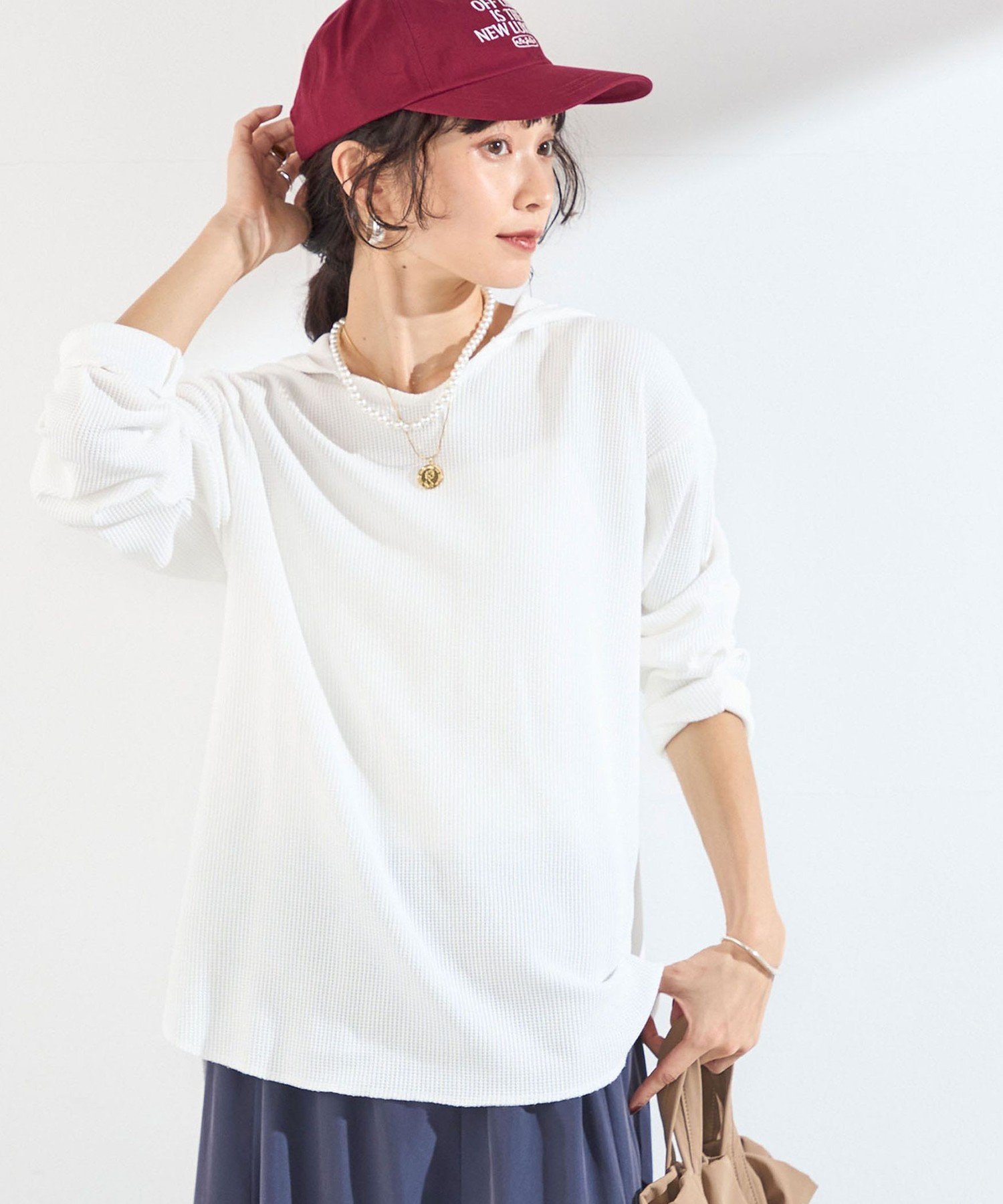 《予約》SHIPS Colors:＜手洗い可能＞TC ワッフル フーディー トップス◆ シップス トップス カットソー・Tシャツ ブラック グレー ホワイト