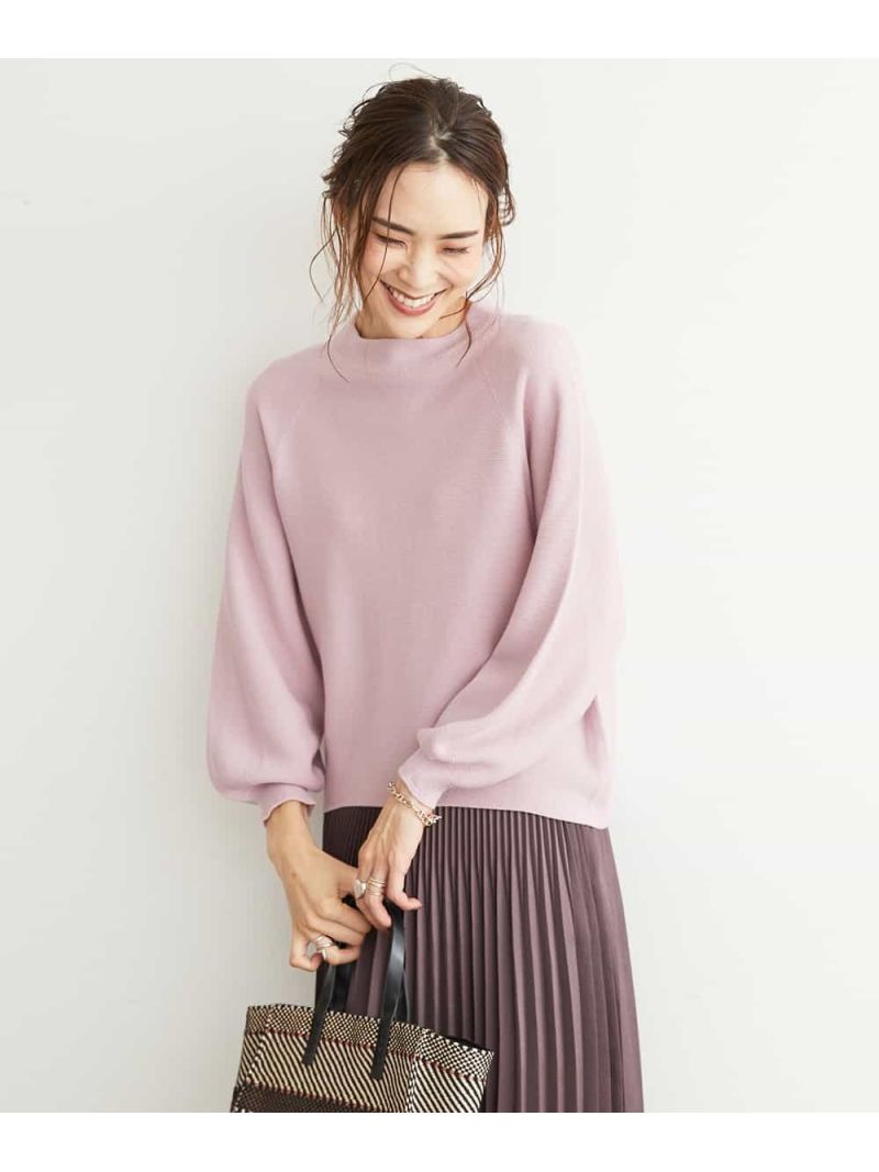 【SALE／20%OFF】MICHEL KLEIN 【洗える/WEB限定カラー】AIR WOOLホールガーメントパフスリーブニット ミッシェルクラン ニット ニットその他 ピンク グリーン ベージュ グレー ブラック【送料無料】