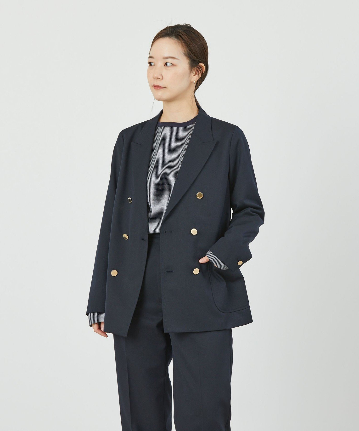 マッキントッシュ フィロソフィー アウター レディース MACKINTOSH PHILOSOPHY GREY LABEL ダブルブレストブレザー マッキントッシュ フィロソフィー ジャケット・アウター テーラードジャケット・ブレザー ネイビー ベージュ【送料無料】