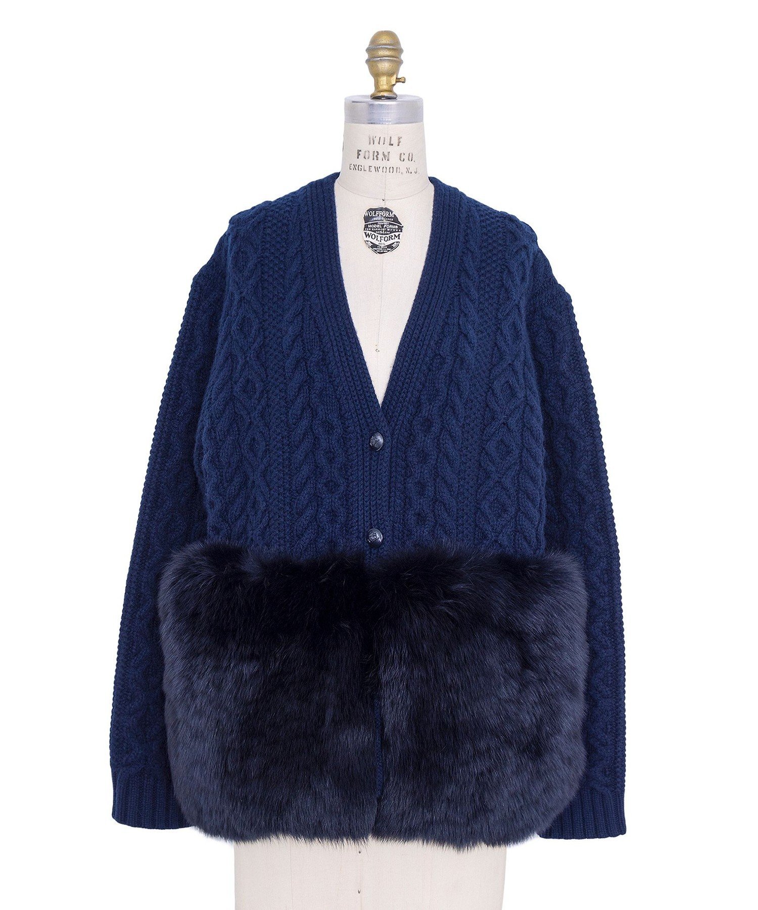 DRAWER FALL1 アランファーカーディガン ドゥロワー トップス カーディガン ネイビー ベージュ【送料無料】のサムネイル