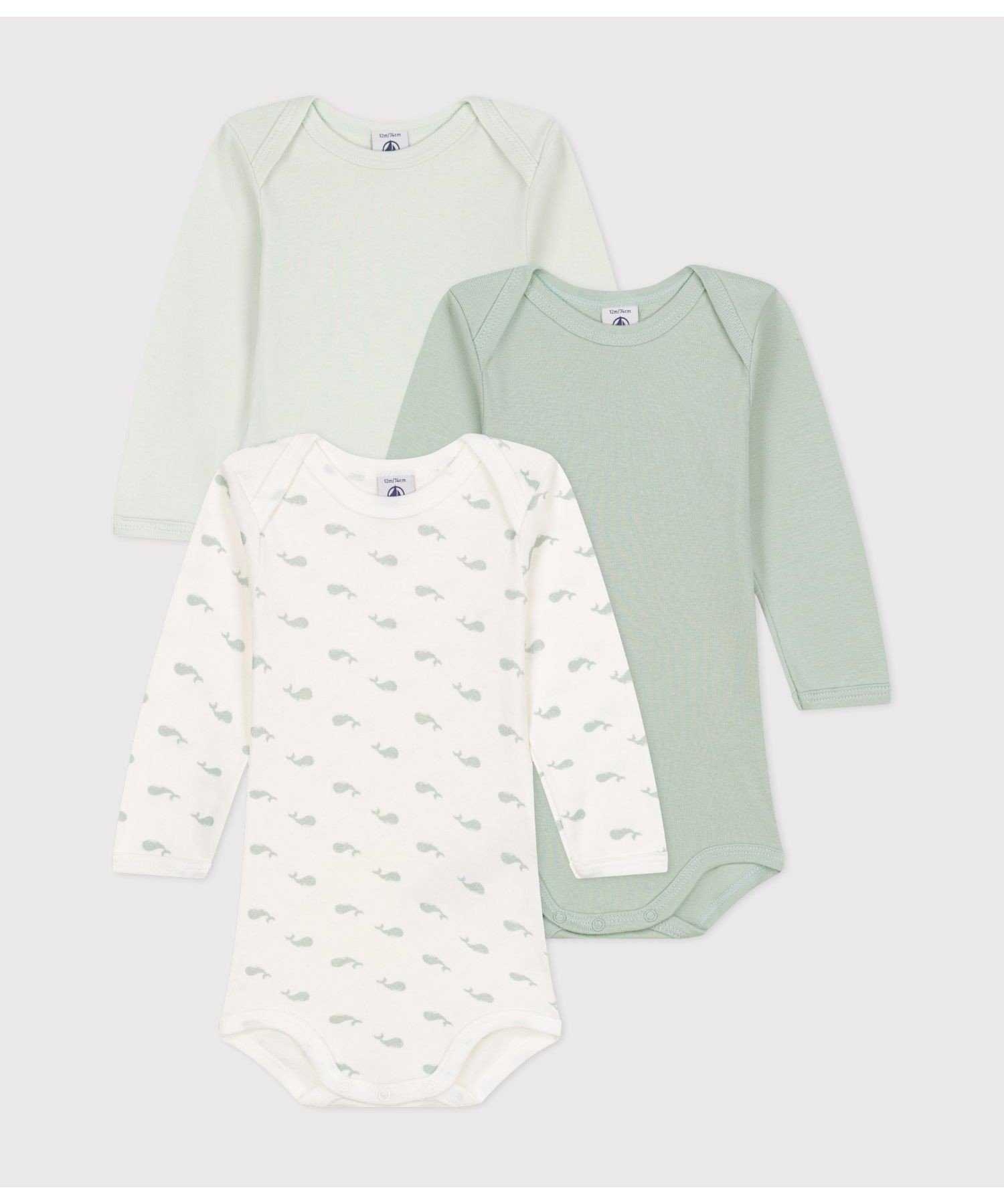 【SALE／20%OFF】PETIT BATEAU 長袖ボディ3枚組 プチバトー マタニティウェア・ベビー用品 ロンパース..