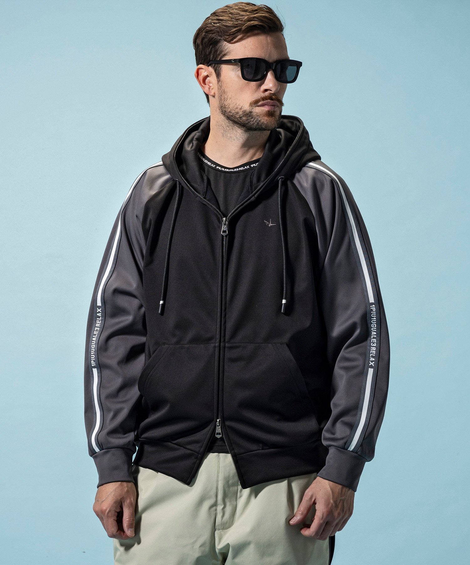 【SALE／50%OFF】1PIU1UGUALE3 RELAX 1PIU1UGUALE3 RELAX HOODIE シフォン トップス パーカー・フーディー ブラック グレー【送料無料】