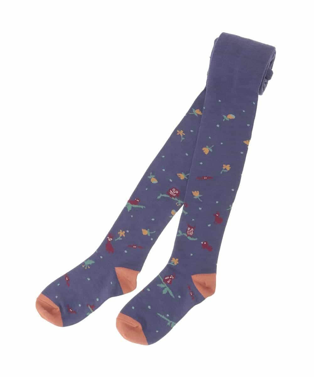 Jocomomola アニマルモチーフデザインタイツ ホコモモラ 靴下・レッグウェア その他の靴下・レッグウェア ブラック パープル ブルー【送料無料】
