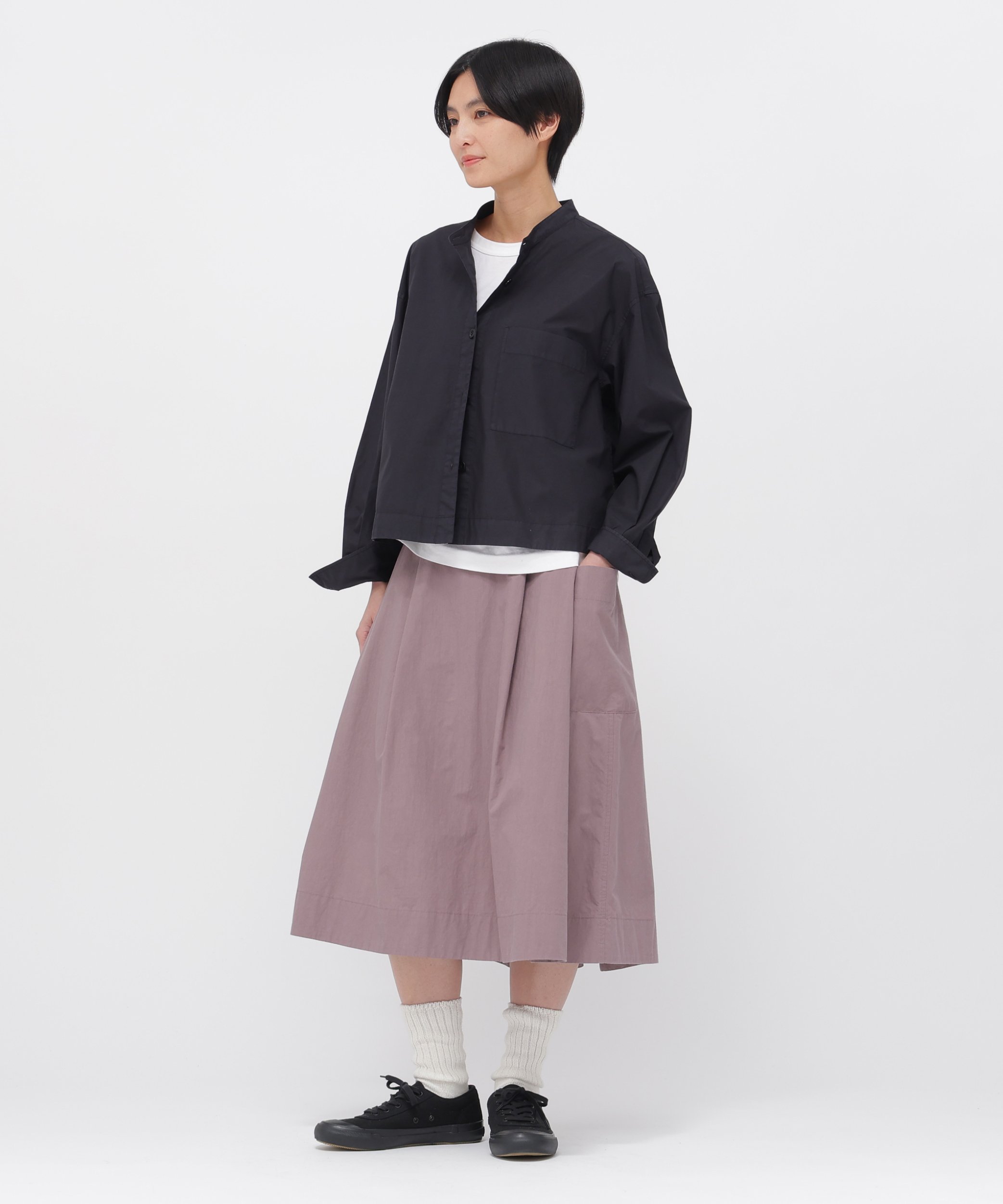 MHL. COTTON RAMIE POPLIN SHIRT マーガレット・ハウエル トップス シャツ・ブラウス グレー ブラック