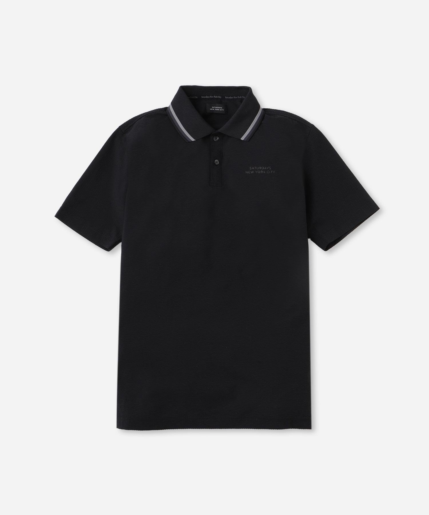 Saturdays Golf Seersucker Polo Shirt サタデーズ　ニューヨークシティ トップス ポロシャツ グレー ブラック【送料無料】