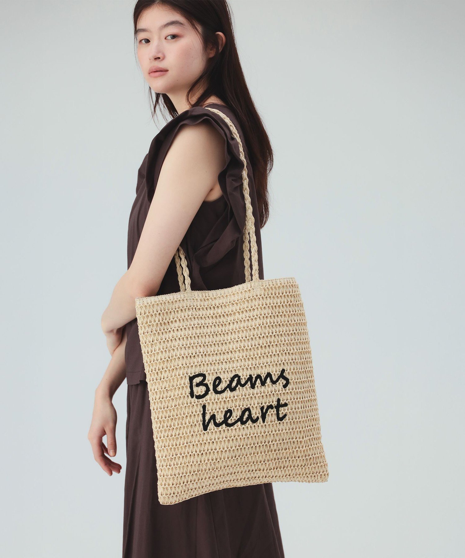 BEAMS HEART WOMEN ぺーパー ロゴ 刺繍 トートバッグ ビームス ハート バッグ トートバッグ ホワイト【送料無料】