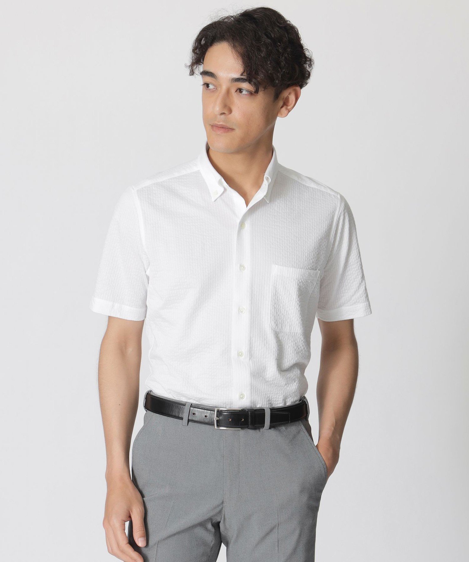 Paul Stuart 【WEB・一部店舗限定】ストライプサッカージャージーシャツ ポール・スチュアート トップス シャツ・ブラウス ネイビー ホワイト