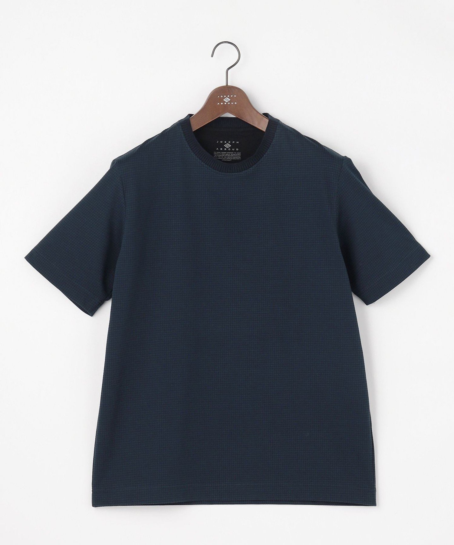 ABBOUD 【オーガニックコットン使用・MADE IN JAPAN】千鳥ジャカード Tシャツ ジョセフアブード トップス カットソー・Tシャツ ネイビー ホワイト