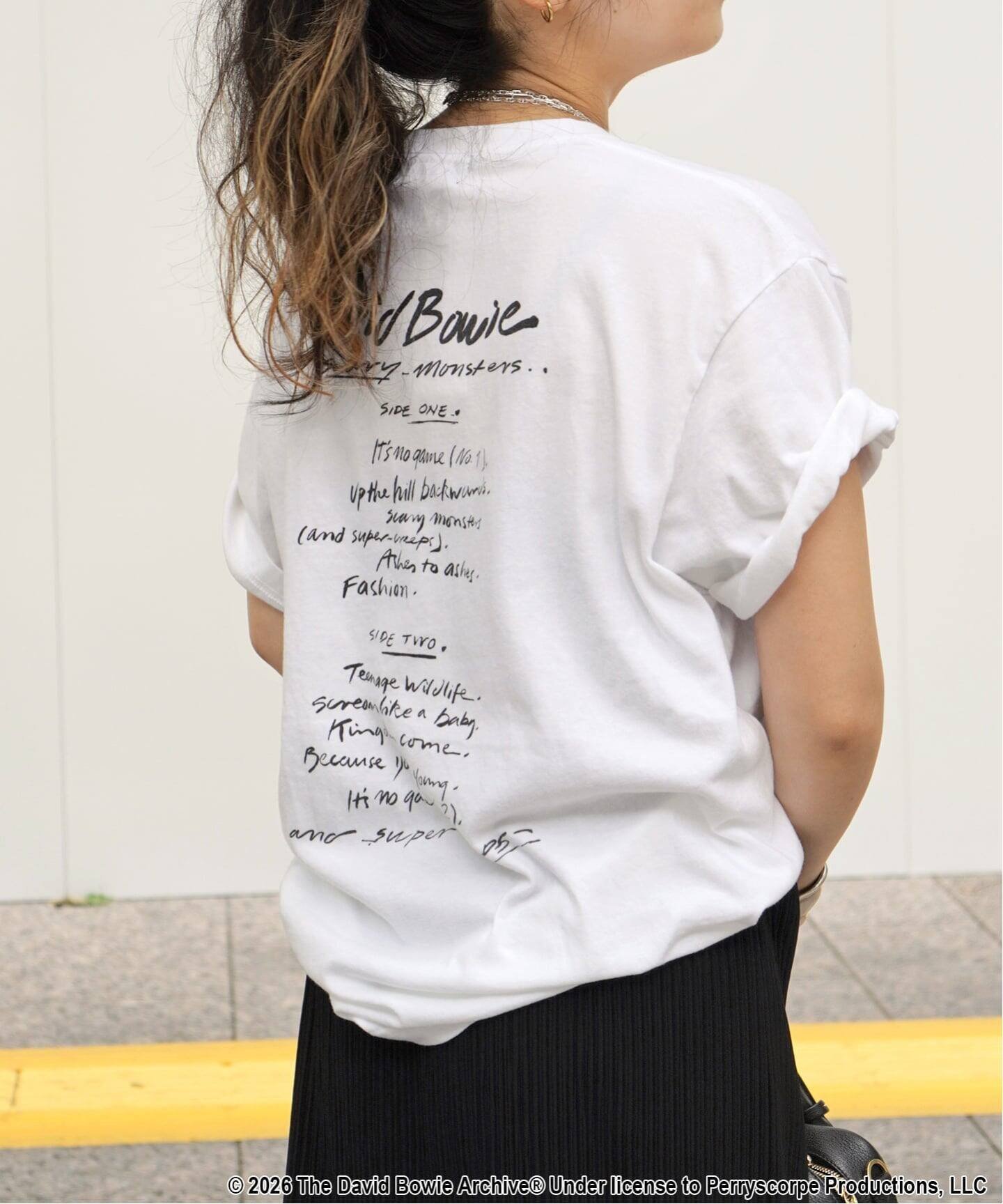 【GOOD ROCK SPEED/グッドロックスピード】DAVID BOWIE written T-sh エーピーストゥディオ トップス カットソー・Tシャツ ホワイト