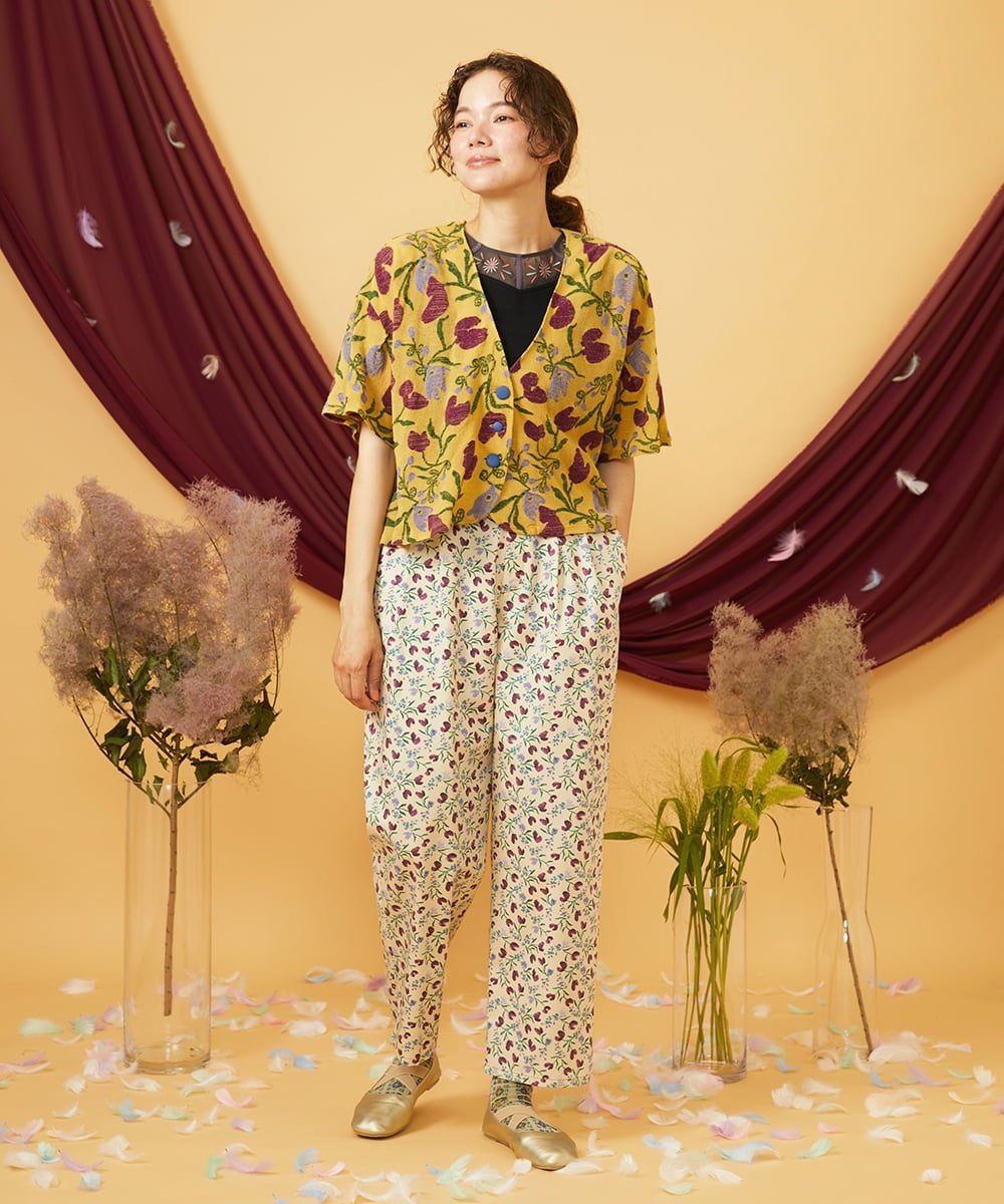 Jocomomola Aves ツイルプリントテーパードパンツ ホコモモラ パンツ その他のパンツ ベージュ