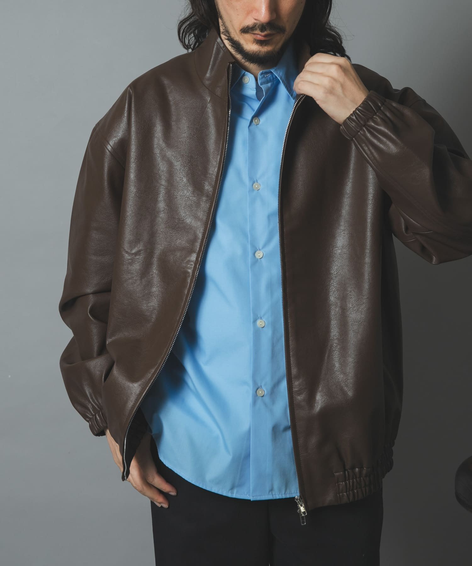 URBAN RESEARCH ITEMS スタンドネックF.L.Wzipperブルゾン アーバンリサーチアイテムズ ジャケット・アウター ブルゾン・ジャンパー ブラック ブラウン【送料無料】