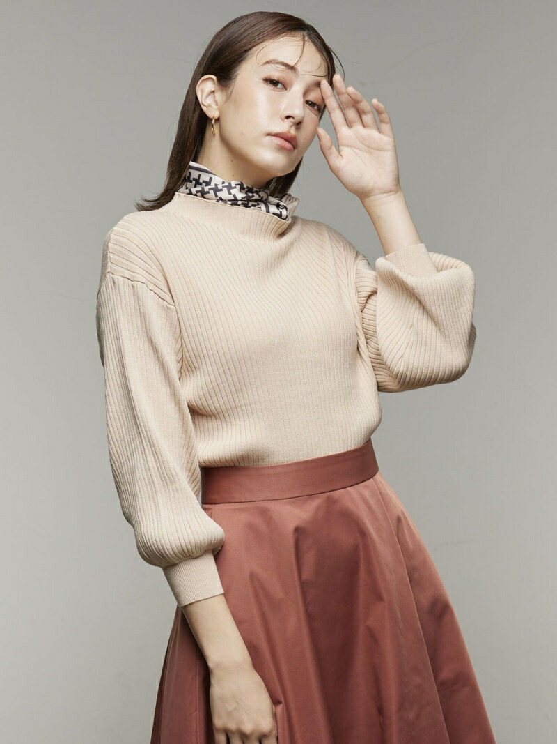 【SALE／40%OFF】ketty 【新色追加】保湿性能を備えたシアバター加工 袖ボリュームモックネックプルオーバー ＜手洗い可能＞ ケティ ニット 長袖ニット ベージュ ホワイト ブラック ピンク ブルー グリーン パープルのサムネイル