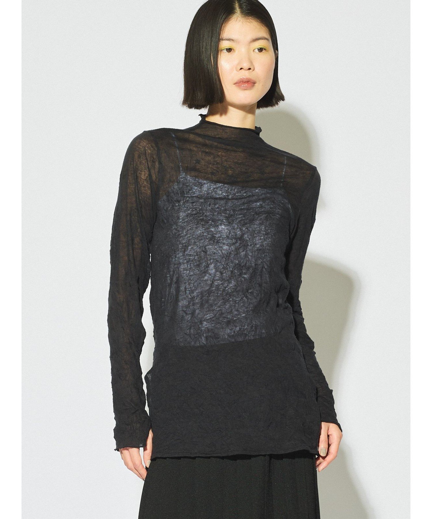 MIDIUMISOLID MIDIUMISOLID for Ladies シアーハイネックインナー マーコート トップス カットソー・Tシャツ グレー ホワイト...